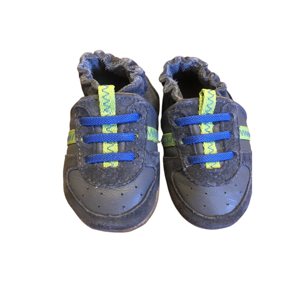 Robeez Grey And Blue Green Sneakers 0-6 size 1